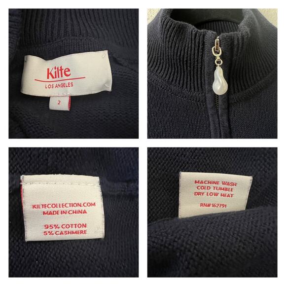 Kilte The Taylor Quarter Zip Cashmere Cotton Blend Sweater Size 2 Medium - Picture 11 of 13